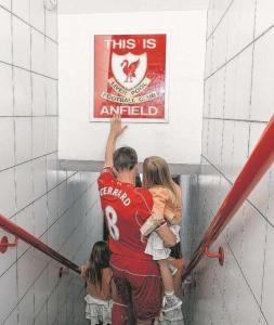 Steven Gerrard walking out for his final game at Anfield.